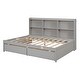 preview thumbnail 7 of 7, Minimalistic Pine Wood Platform Bed Frame Full Size Platform Bed Frame w/ Side Bookcase & Storage Drawers for Kids, Teens, Grey