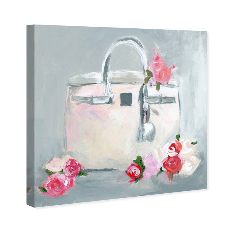 Wynwood Studio Canvas Fashion and Glam My Rose Bag White and Cream White Modern & Contemporary Wall Art Canvas Print