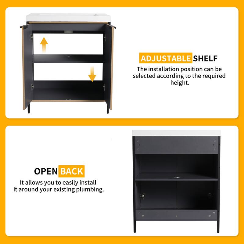 Beingnext 24"/30"/36"/48"/60" Bathroom Vanity with Sink, Freestanding Bathroom Vanity with Soft Close Door and Shelf