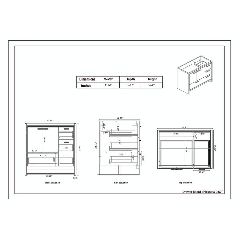 Dove 42'' Freestanding Vanity with Reinforced Acrylic Sink