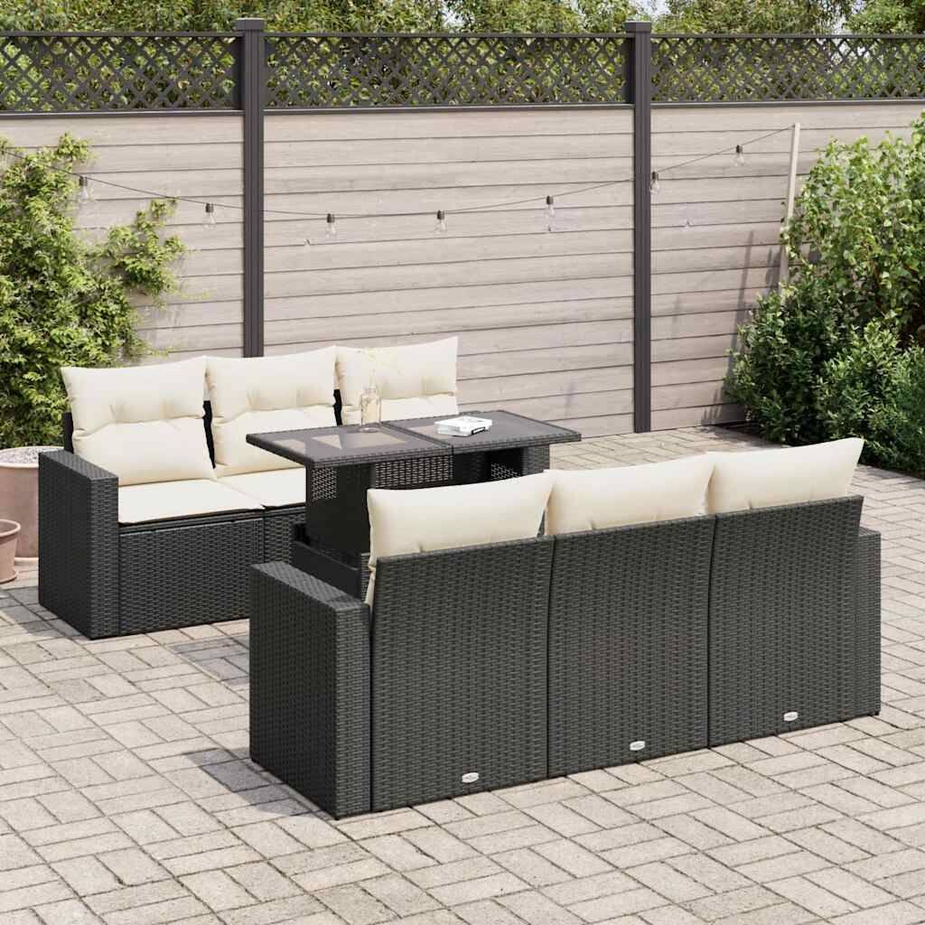 vidaXL Garden Sofa Set Black, Cream White - 21.7 x 39.4 x 28.7 in
