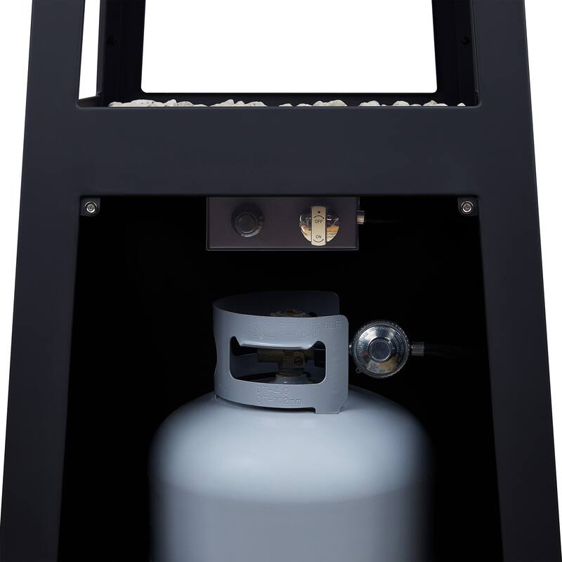 Ferro 70" Metal Chiminea Fire Pit with Hidden Propane Tank in Black by Real Flame