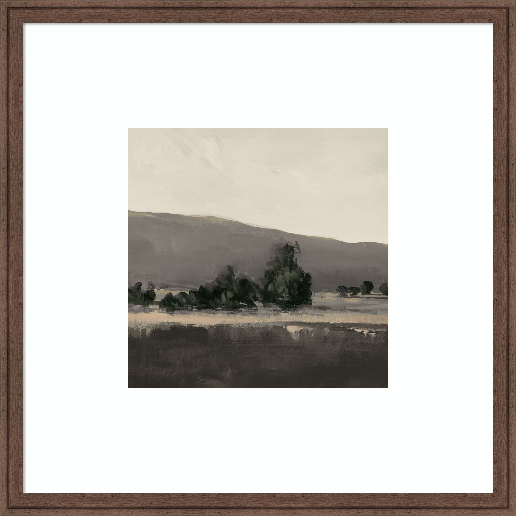 Misty Hillside with Dark Trees I by PI Studio Wood Framed Wall Art Print