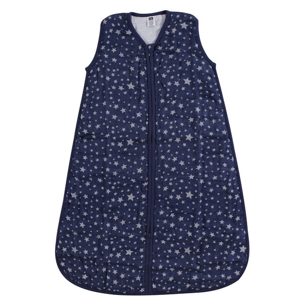 slide 1 of 1, Hudson Baby Infant Muslin Cotton Sleeveless Wearable Sleeping Bag, Sack, Blanket, Gray Navy Star 6-12 Months - Gray Navy Star