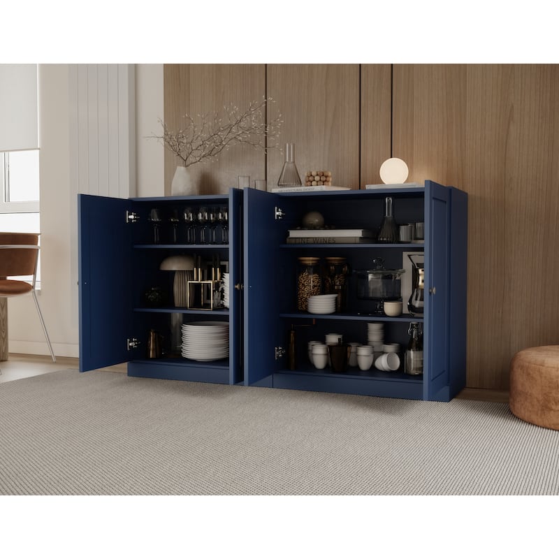 100% Solid Wood Sideboard with Glass or Solid Wood Doors by Palace Imports - 64" x 35.75"