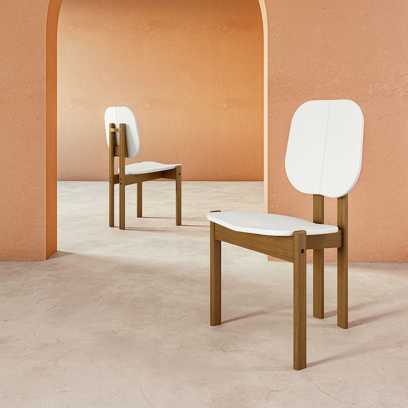 Manhattan Comfort Mid-Century Modern Gales Dining Chair - White - Set of 2