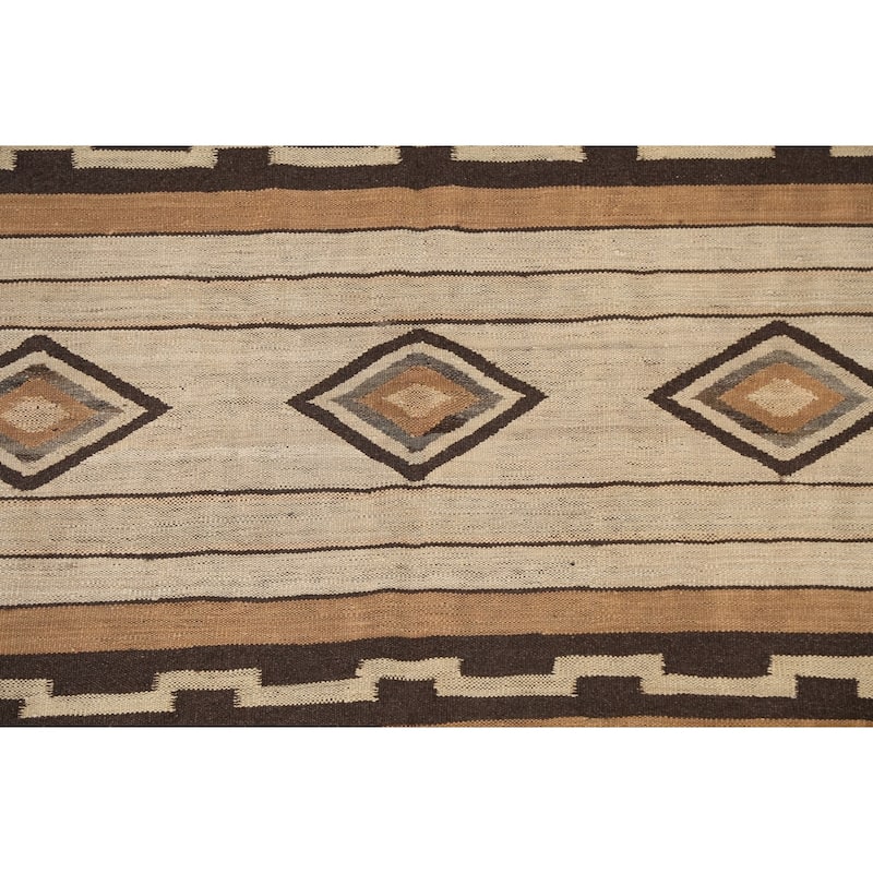 Geometric Tribal Natural Dye Kilim Oriental Area Rug Wool Flat-woven - 5'0" x 6'6"