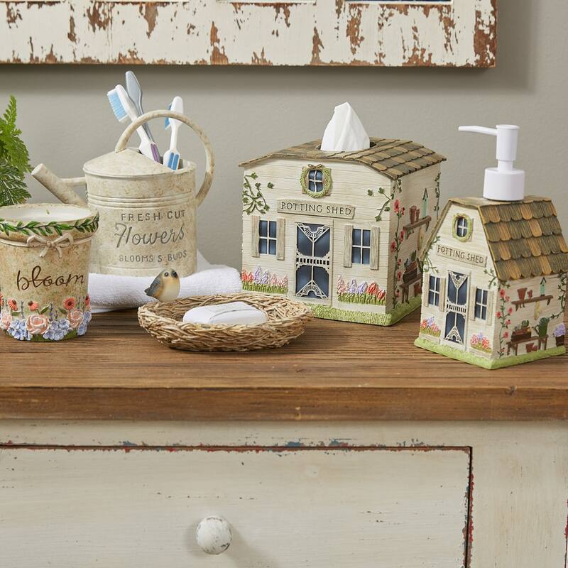 Park Designs Spring Garden Toothbrush Holder - Beige - 4 x 6 x 4