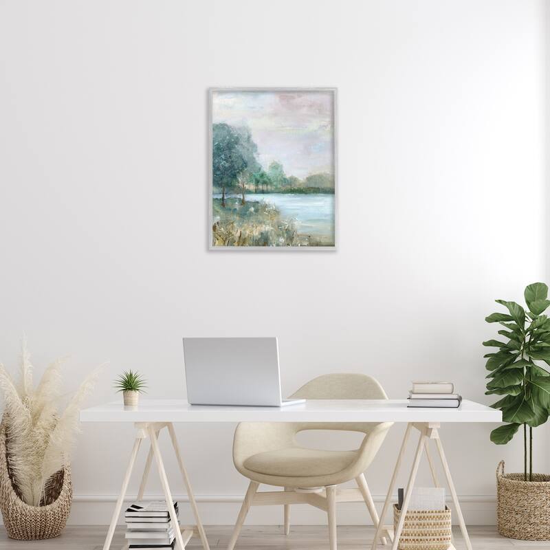 Stupell Serene Riverside View Framed Giclee Art Design By Sally Swatland