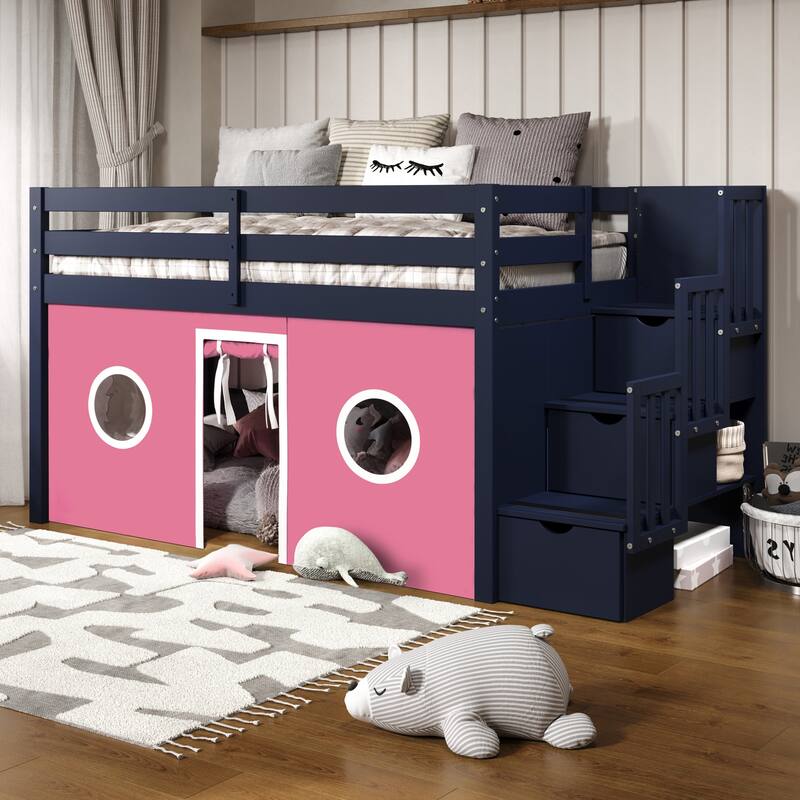 Taylor & Olive Trillium Low Loft Twin Bed with 3 Step-Stairway