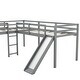 preview thumbnail 10 of 25, L-Shaped Twin Loft Bed with Slide - Space-Saving Solid Wood Design for Kids