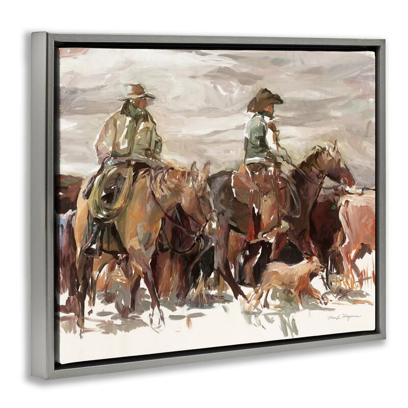 Stupell Round Up Cowboys Framed Floater Canvas Wall Art Design By Marilyn Hageman