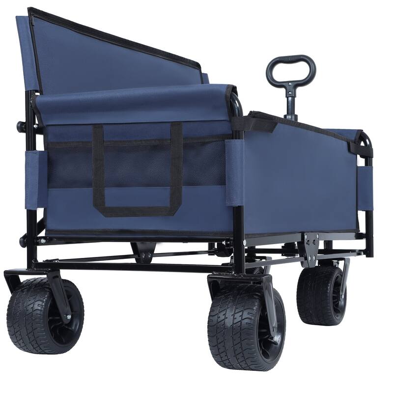 3-in-1 Heavy-Duty Folding Wagon Cart with Bench & All-Terrain Wheels