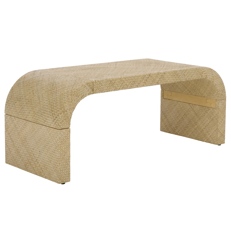 SAFAVIEH Home Pipat Curved Pandan Coffee Table, Fully Assembled - 18"W x 45"D x 18"H