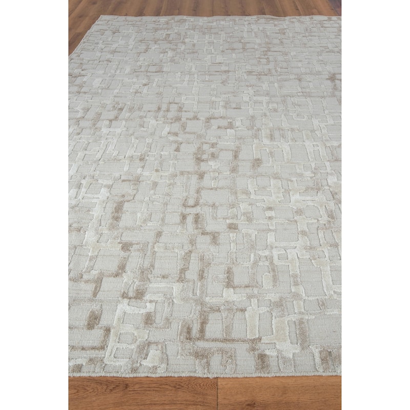 EXQUISITE RUGS Vista Hand-loomed Wool/Bamboo Silk Beige Area Rug.