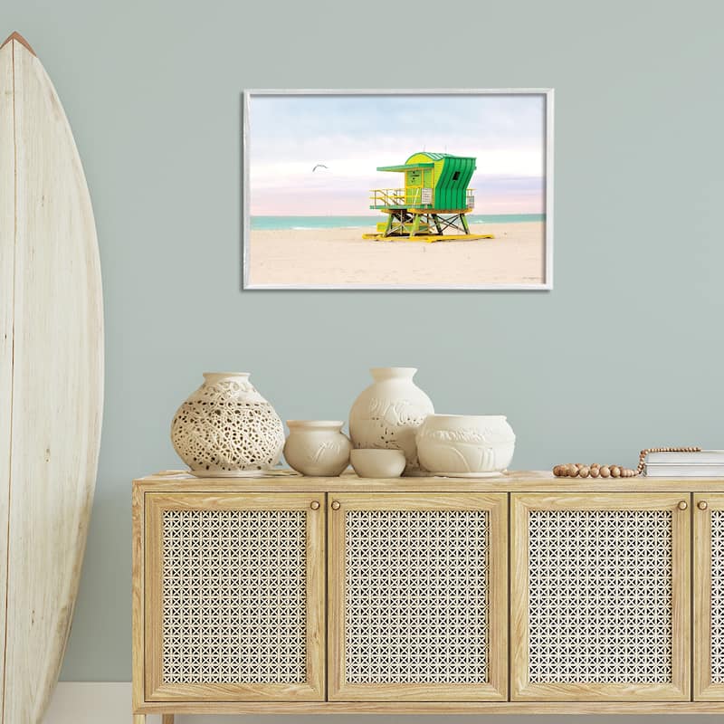 Stupell Lime Green Lifeguard Hut Framed Giclee Art Design By Seven Trees Design