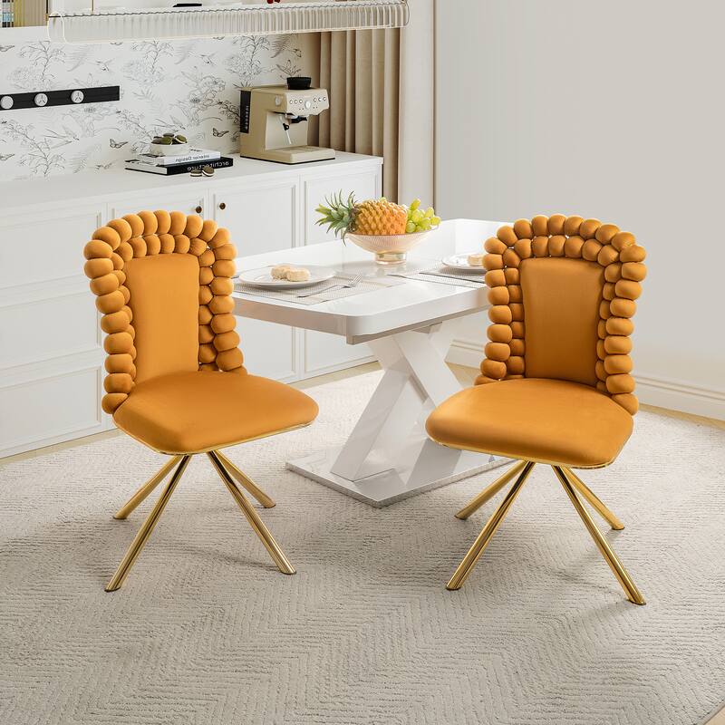 Swivel Velvet Dining Chairs Set of 2, Accent Chairs with Metal Legs