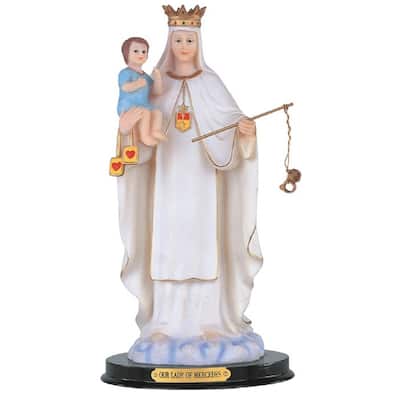 Q-max 12"H Our Lady of Mercedes Statue Holy Figurine Religious Decoration