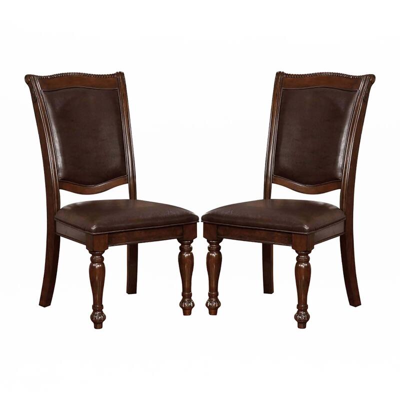 Set of 2 Leatherette Upholstered Side Chairs - Espresso