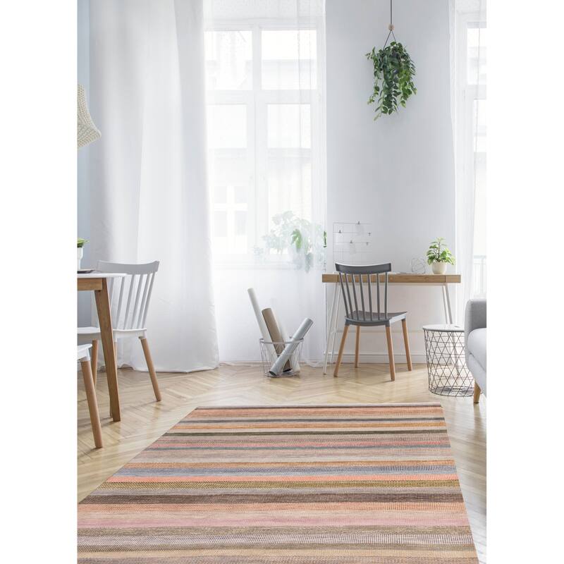 ECARPETGALLERY Hand-knotted Silk Shadow Multi Color Viscose, Wool Rug - 8'2 x 9'10