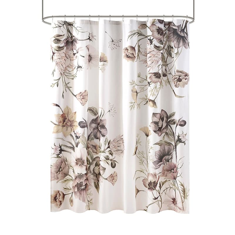 Floral Printed Cotton Shower Curtain