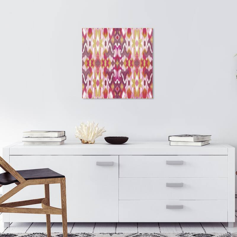 Wynwood Studio Canvas Abstract Journey Ikat Pink and Modern & Contemporary Wall Art Canvas Print - 20 x 20