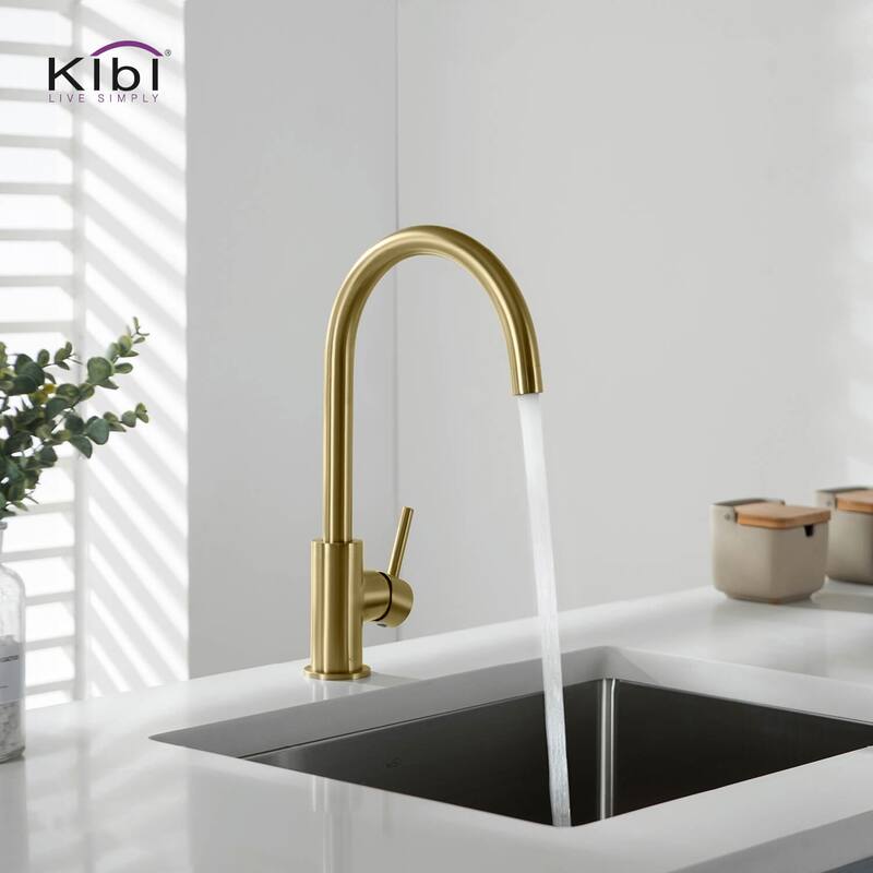 Lead Free Solid Brass High Arc Single Level Bar Prep Kitchen Faucet with Single Handle