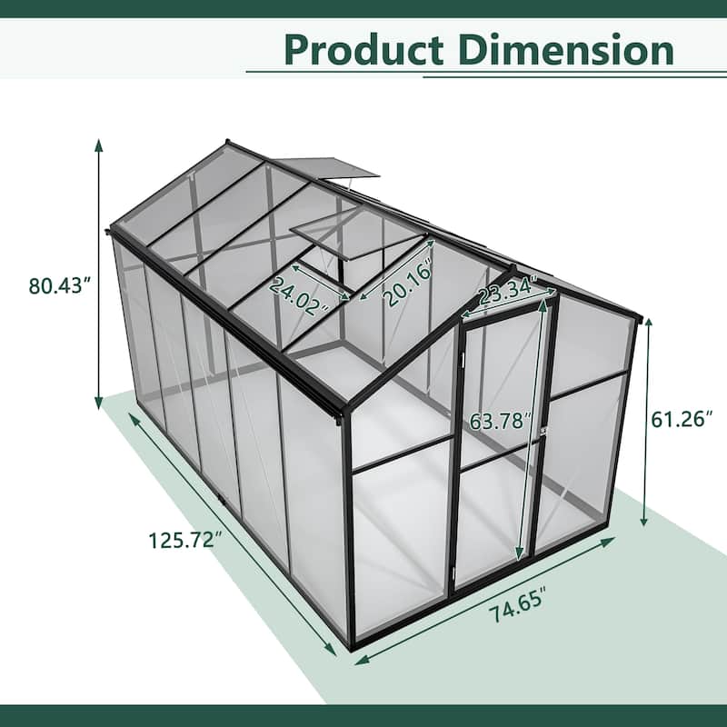 GDFStudio - Amelia Large Walk-In Outdoor Greenhouse with Secure Structure and Ventilation Design