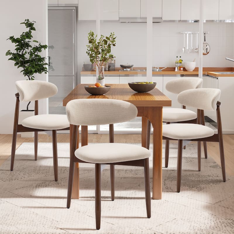 Modern Farmhouse Wooden Dining Chairs (Set of 2/4/6) – Upholstered Fabric Side Chairs with Floor Protectors