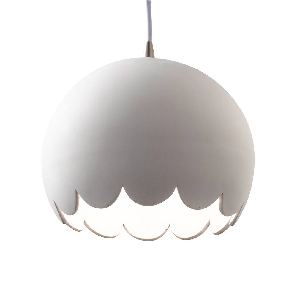 Justice Design Group Radiance Brushed Nickel Scallop Ceramic Pendant