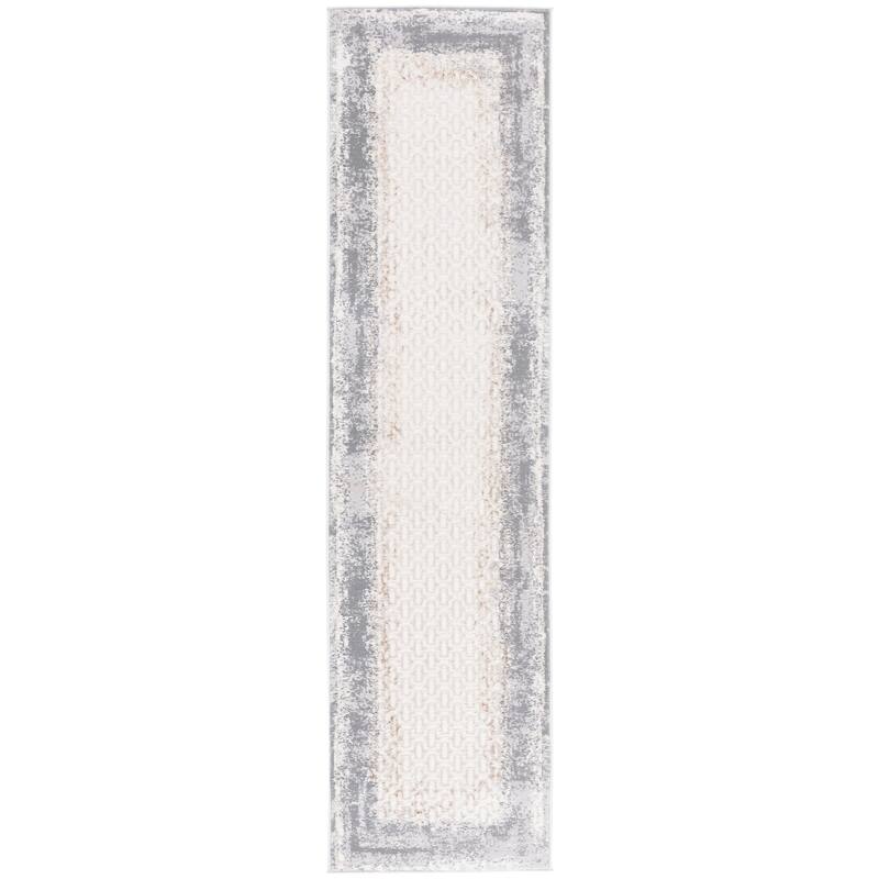 SAFAVIEH Alenia Shenka Modern & Contemporary Rug - 2' x 8' Runner - Ivory/Grey
