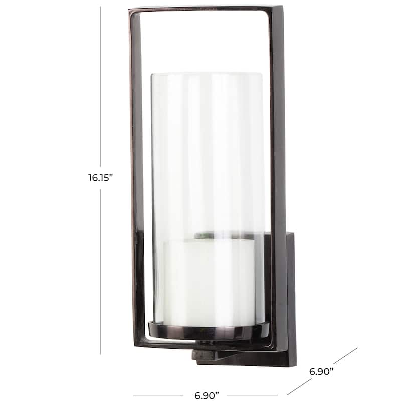 Metal Geometric Minimalistic Rectangular Wall Sconce - Black - Roche River Decor - 7"W x 7"L x 16"H