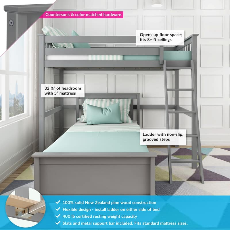 Max and Lily L Shaped Twin over Twin Bunk Bed