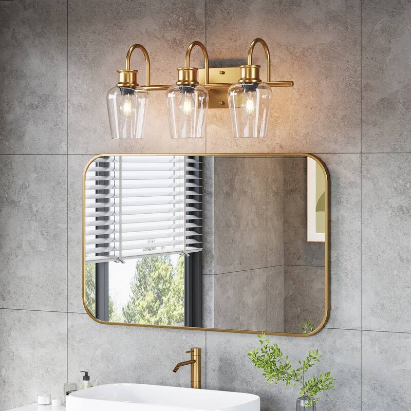 E26 Base Bath Vanity 3-Light Fixtures with Glass Shade for Bathroom