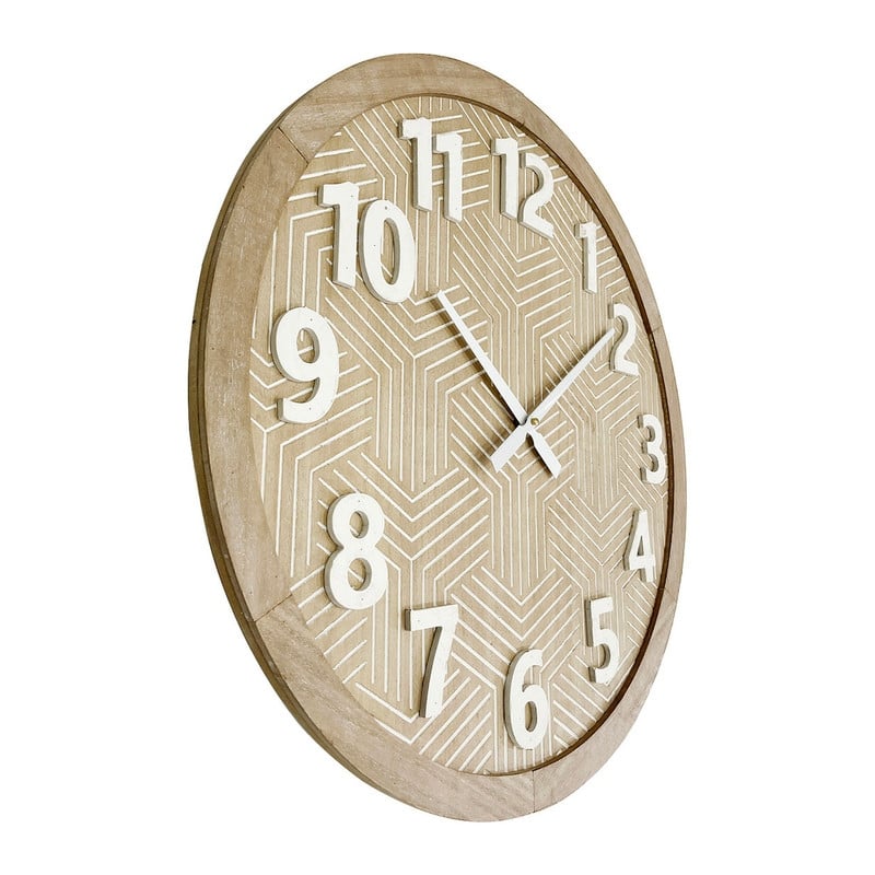 Dahlia Round Wood Modern Farmhouse Style Wall Clock - 24"H x 24"W x 0.5"D