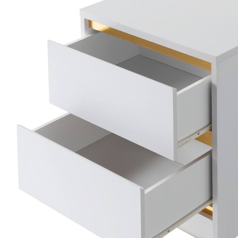 DH BASIC Mod Modern White 2-Drawer Nightstand by Denhour
