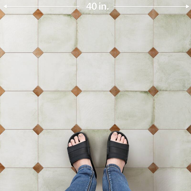 Merola Tile Laverton Octagon Nieve with Taco Natural 7-7/8" x 7-7/8" Porcelain Floor and Wall Tile