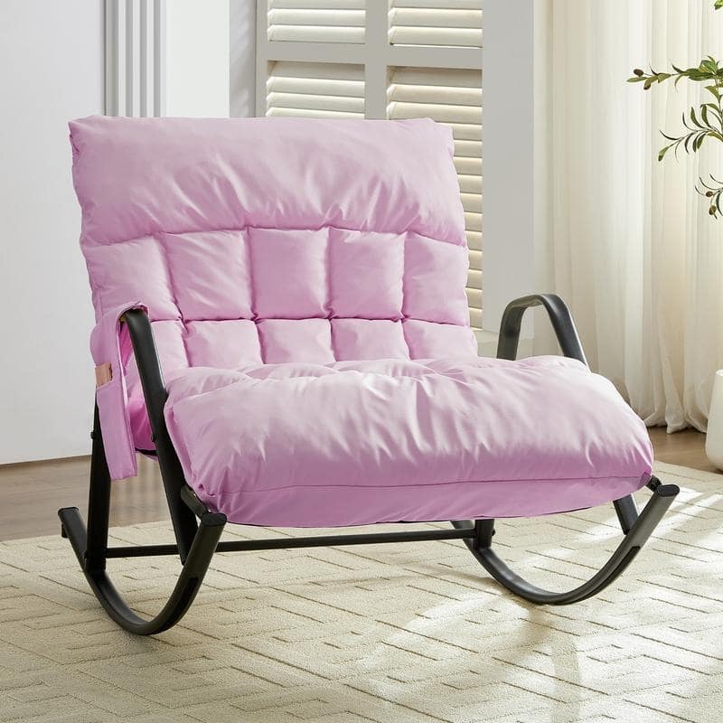 Mixoy Adjustable Widen Rocking Chair,Modern Lounge Nursery with Iron Frame