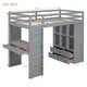 preview thumbnail 3 of 10, Twin Size Loft Bed with Large Shelves, Writing Desk and LED Light