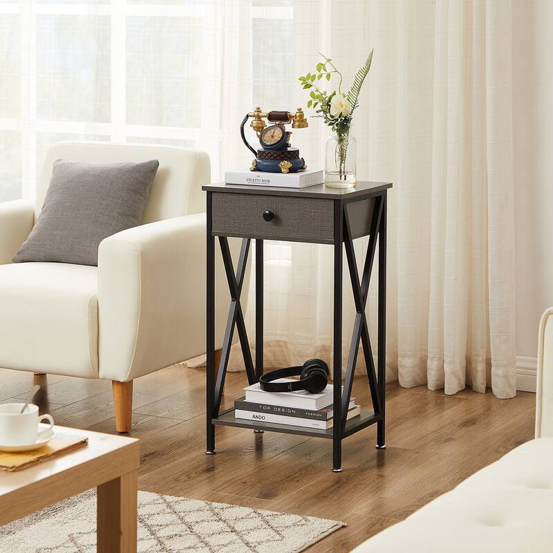 VECELO Mid-century 1-Drawer Tall Nightstands with Low Shelf,Nightstand