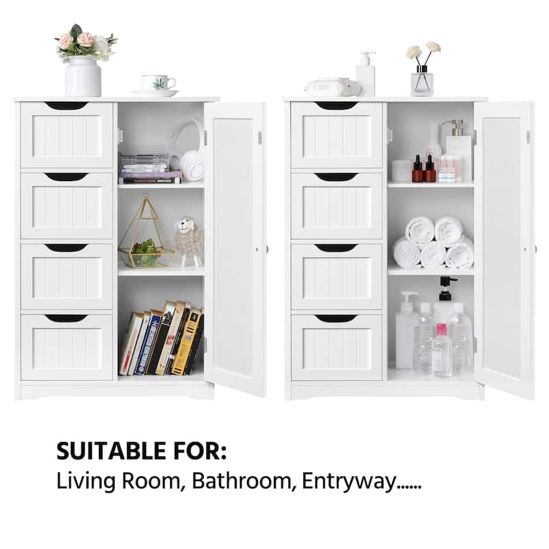 Yaheetech 4-Tier Wooden Bathroom Floor Cabinet for Bathroom Kitchen Bathroom, Livingroom