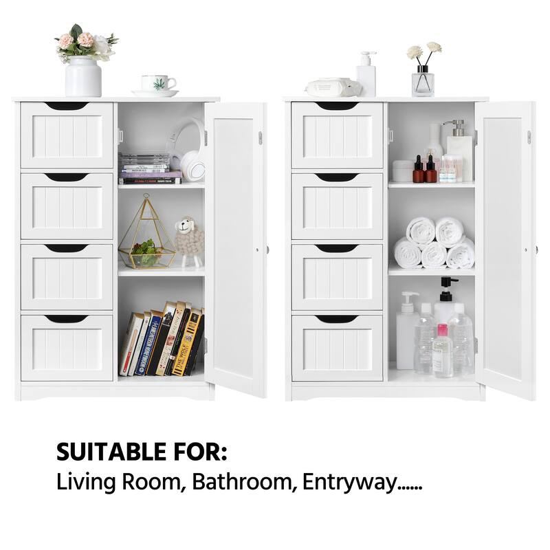 Yaheetech Floor Bathroom Cabinet Unit with 4 Drawers, Cupboard Storage for Bathroom, Livingroom