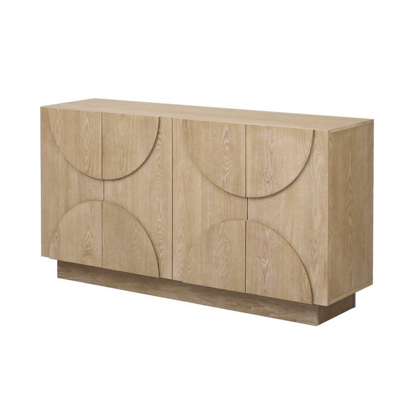 Large 4-Door Wood Storage Sideboard Cabinet with Adjustable Shelves and Elegant Design for Home Organization