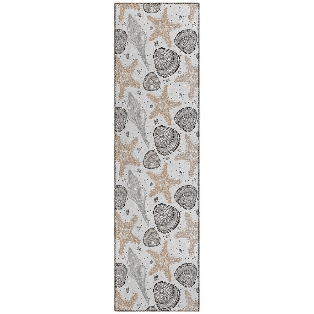 Indoor/ Outdoor Surfside Starfish Shells Washable Rug New