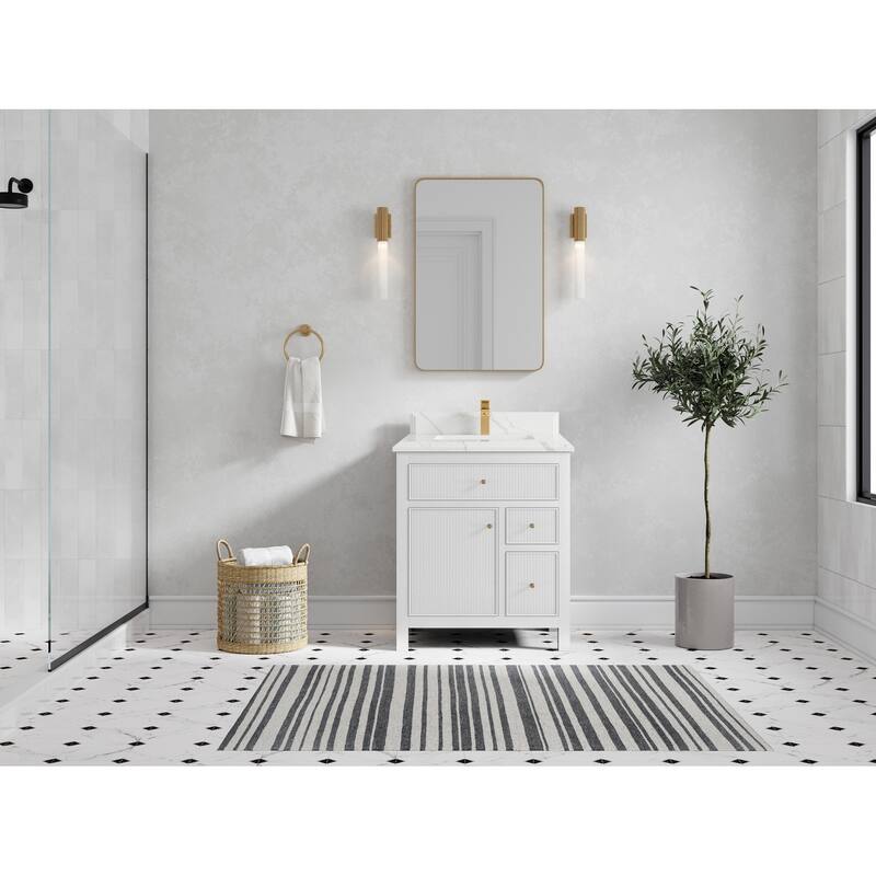 Willow Collections 30 in W x 22 in D Sonoma Free Standing Reeded Single Sink Bathroom Vanity with Countertop