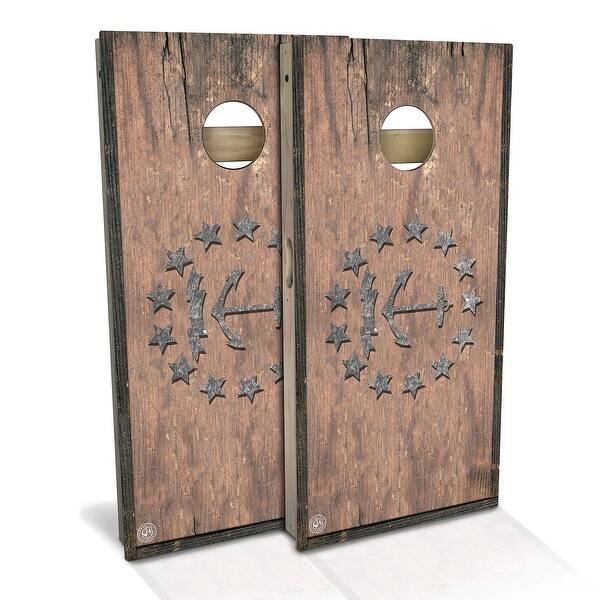 slide 2 of 9, Rhode Island Flag Vintage Outdoor Cornhole Board Set
