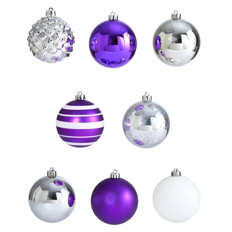 Holiday Shatterproof, 64 Count Christmas Tree Ornament Set, 80mm