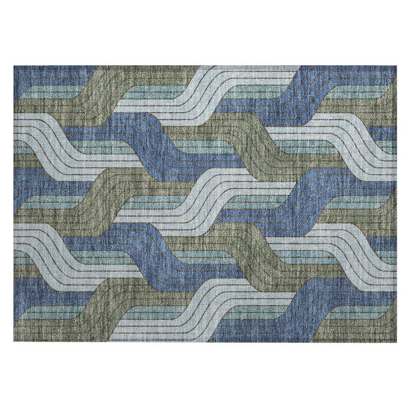 Machine Washable Indoor/ Outdoor Modern Pathway Chantille Rug