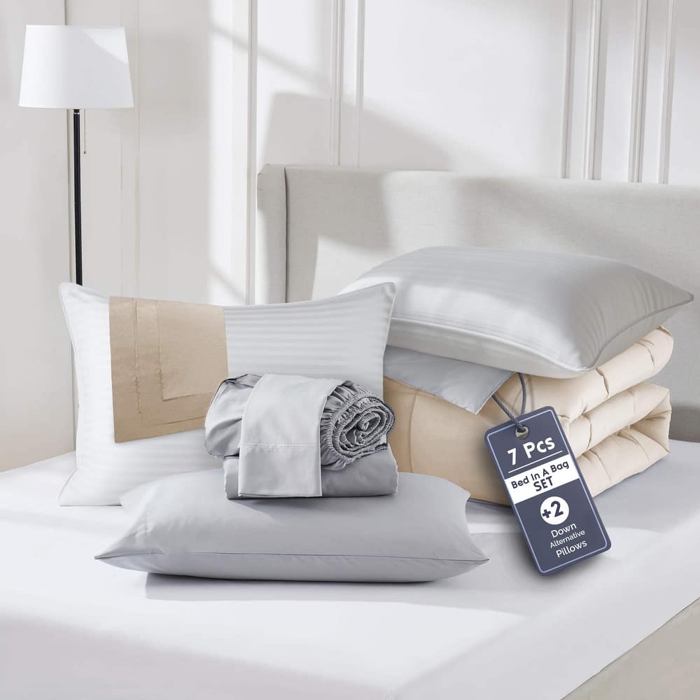 Empyrean Reversible Comforter Set Bed in a Bag with Down Alternative Pillow