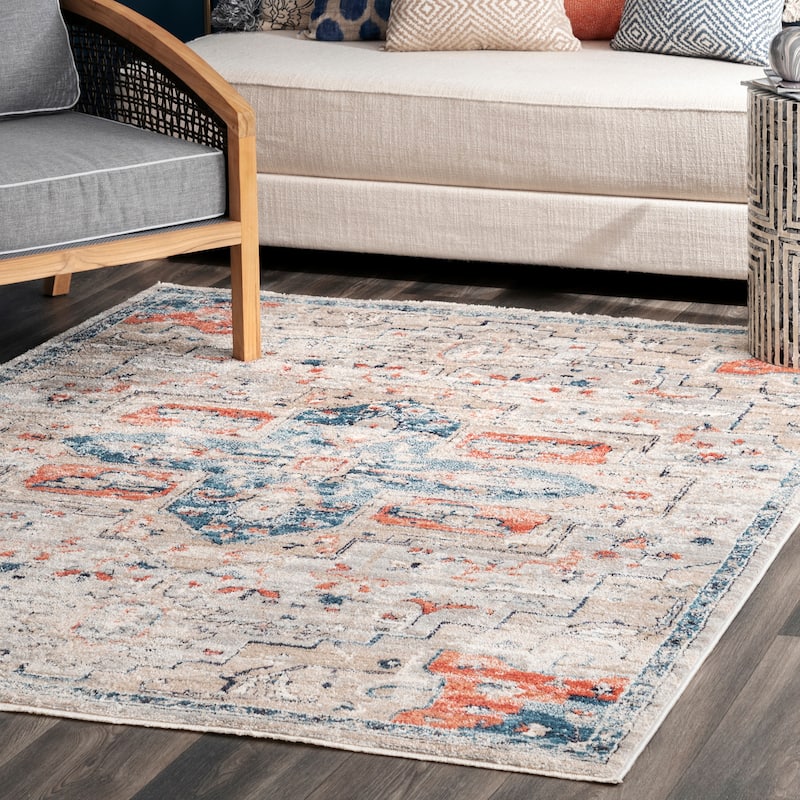 Nuloom Transitional Vintage Medallion Mcfarlad Area Rug - 4' x 6' - Blue - Rectangle